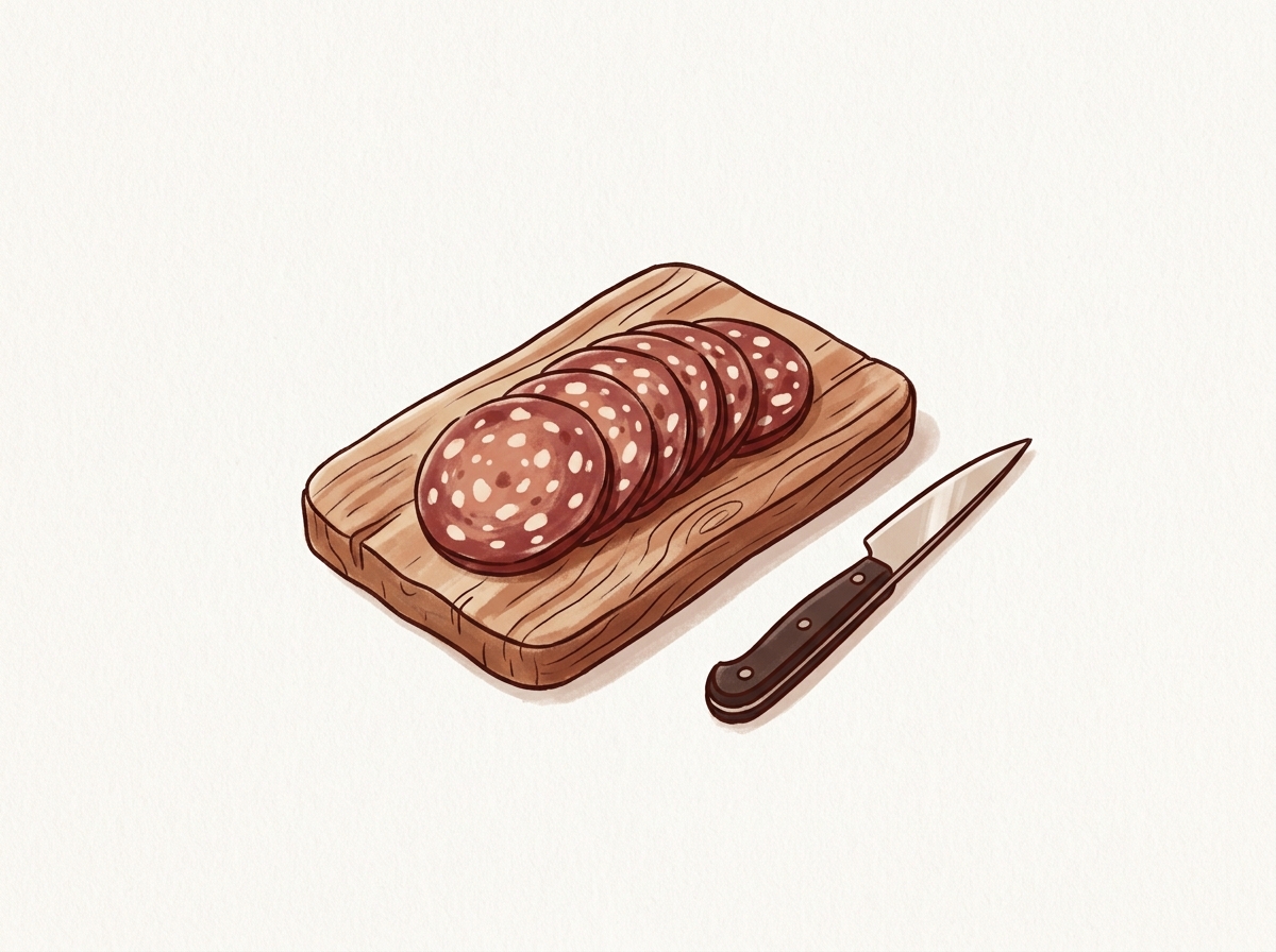 Sliced cured salami, a fermented meat linked to bacterially produced histamine