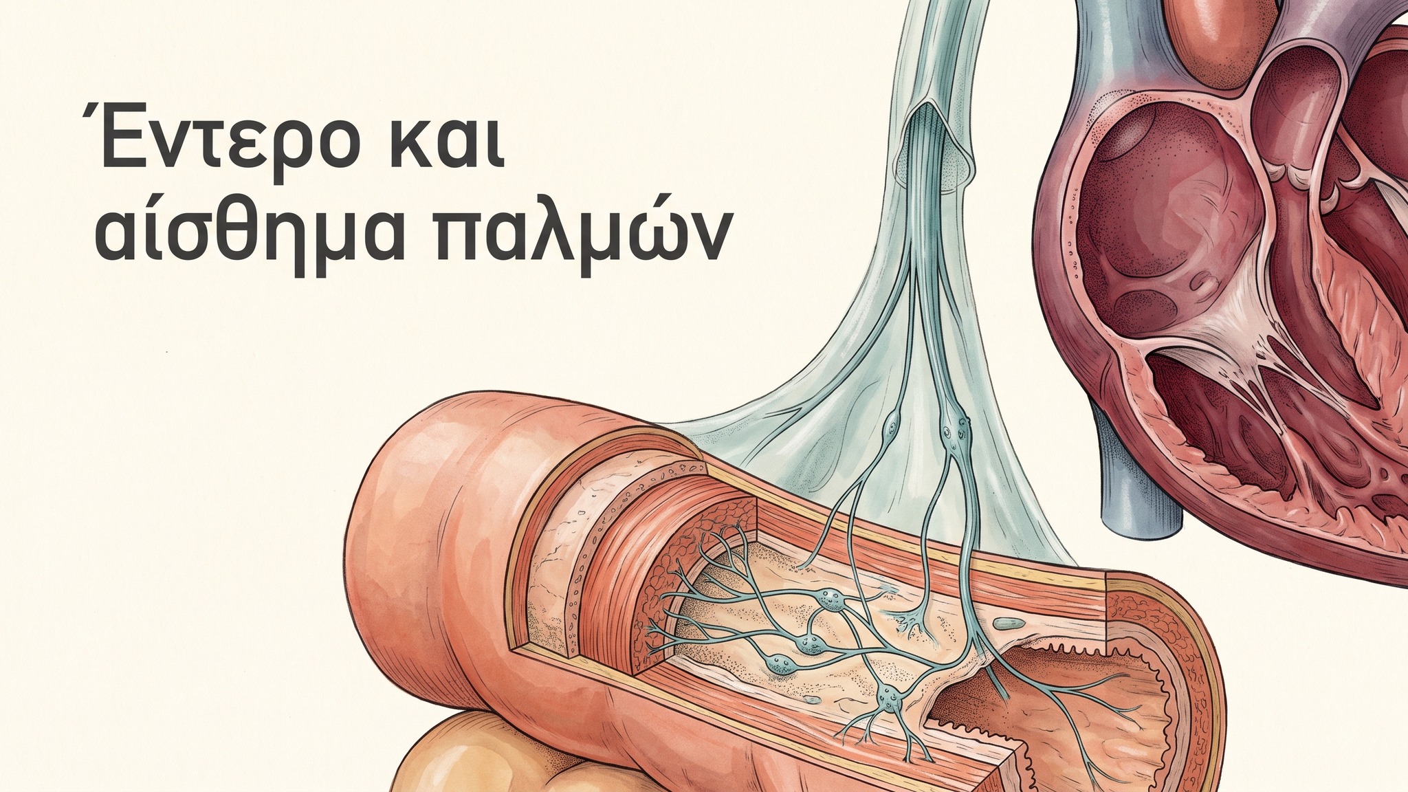 Επιστημονική απεικόνιση του εντερικού νευρικού πλέγματος, του πνευμονογαστρικού νεύρου και του φλεβόκομβου