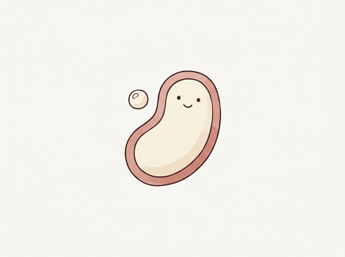 Hand drawn illustration of a microbe with a gas bubble