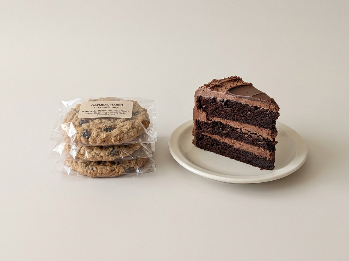 Cookies, cakes and packaged sweets on a plate