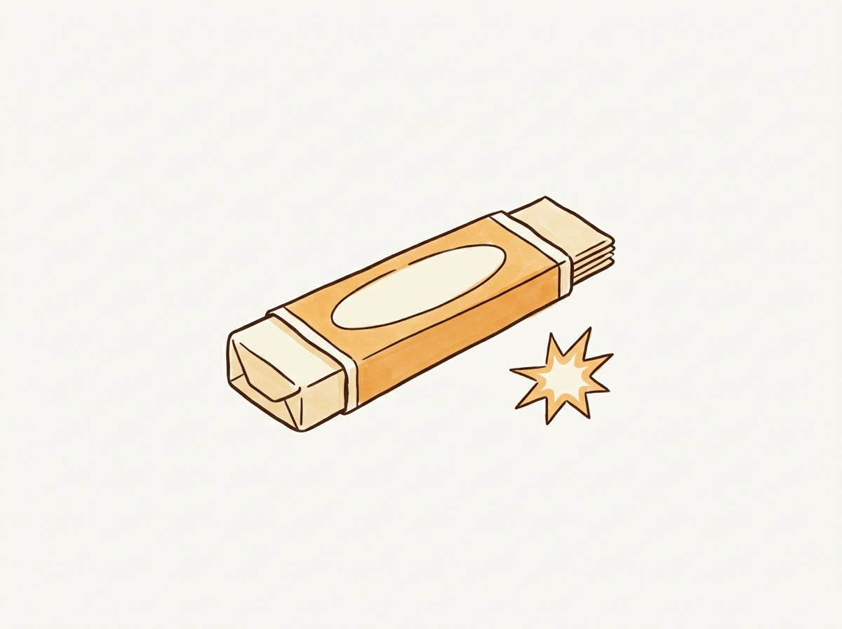 Hand drawn illustration of a stick of chewing gum
