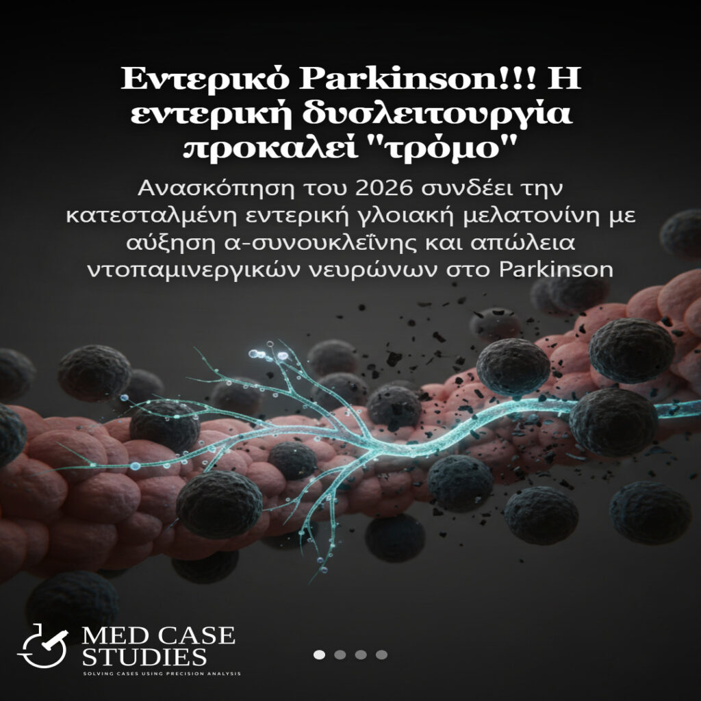 Καλλιτεχνική απεικόνιση εντερικού ιστού με φωτεινό νευρωνικό δίκτυο και σκοτεινά σφαιρικά σωματίδια.