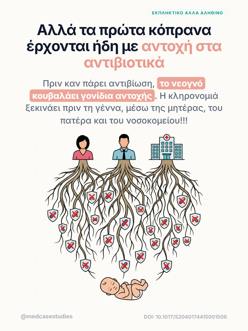 Εικονίδια μητέρας, πατέρα και νοσοκομείου συνδέονται με ρίζες που καταλήγουν σε νεογνό και ασπίδες αντοχής.