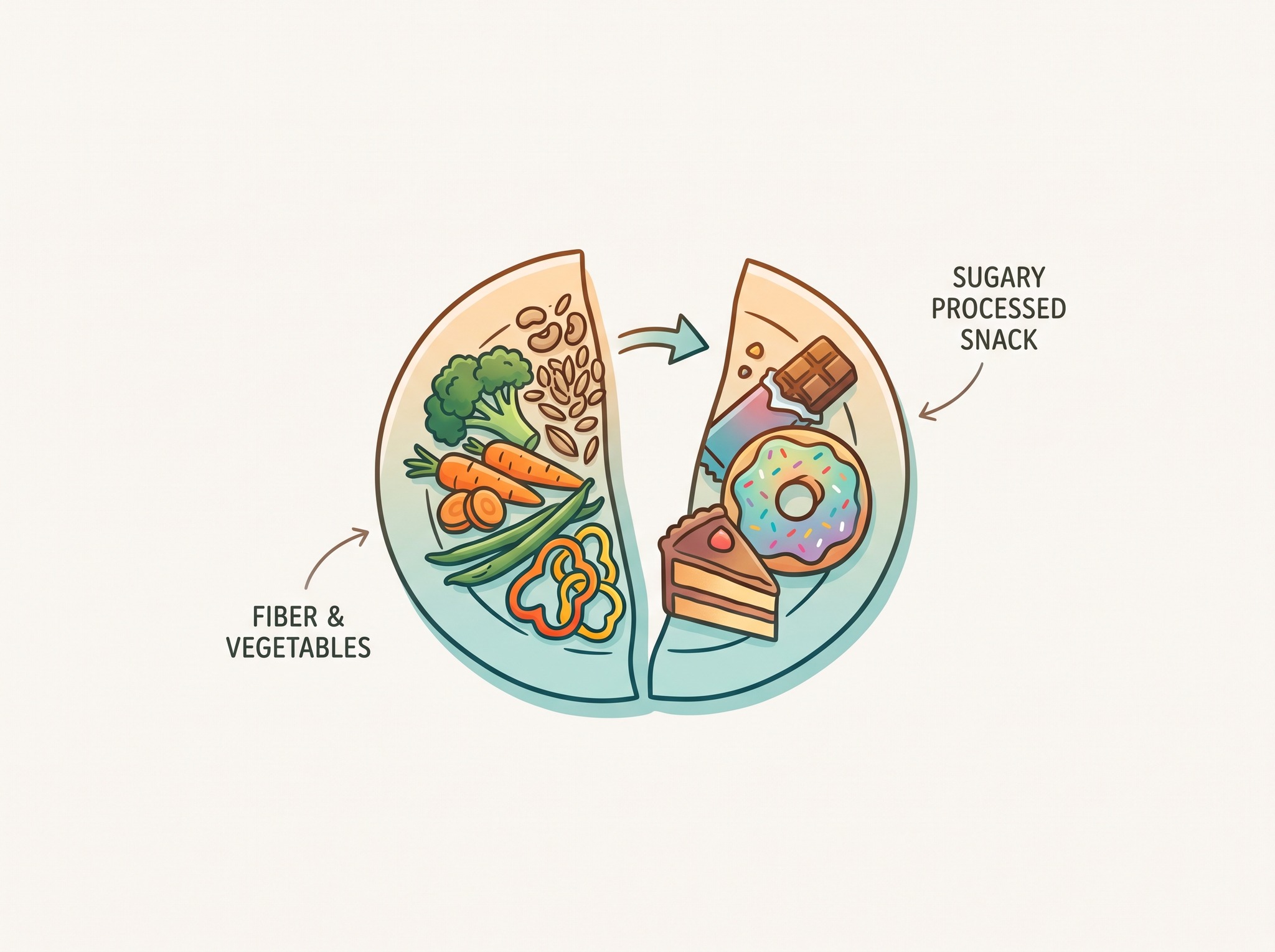 Illustration representing a rapid shift in gut bacteria after a diet change