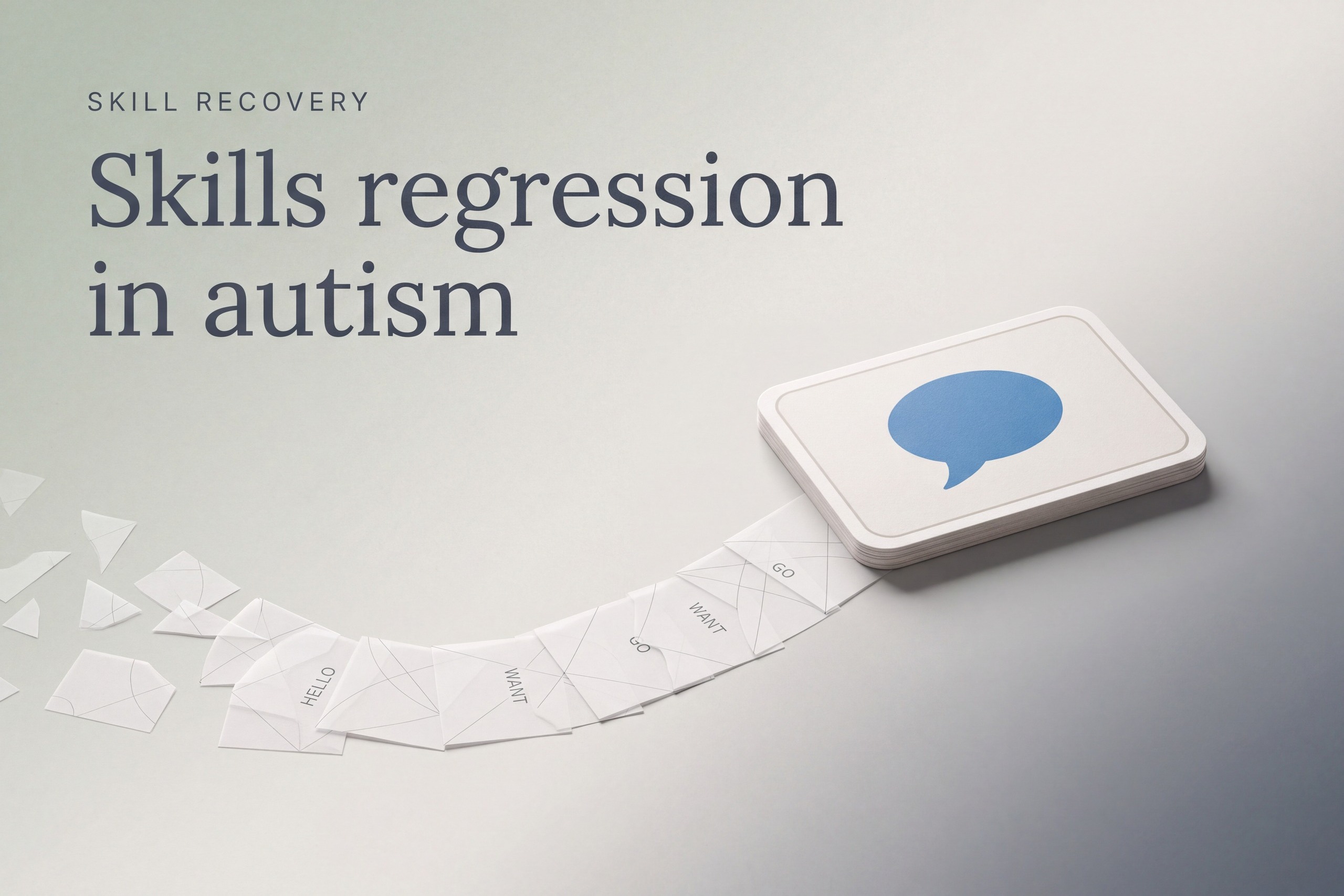 Skills regression in autism shown through a familiar communication card and a pathway reconnecting toward it