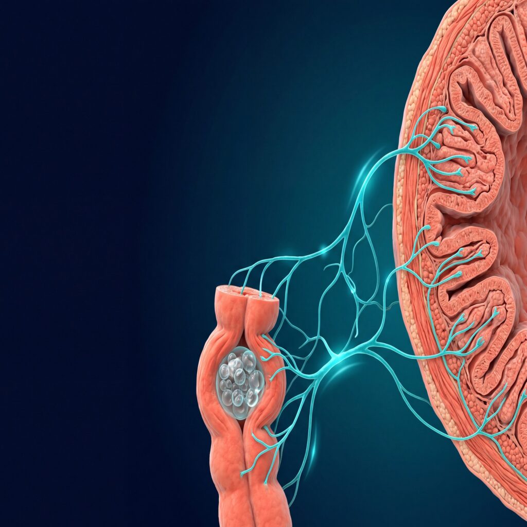 Neural signalling from gastric distension to the colon after a meal