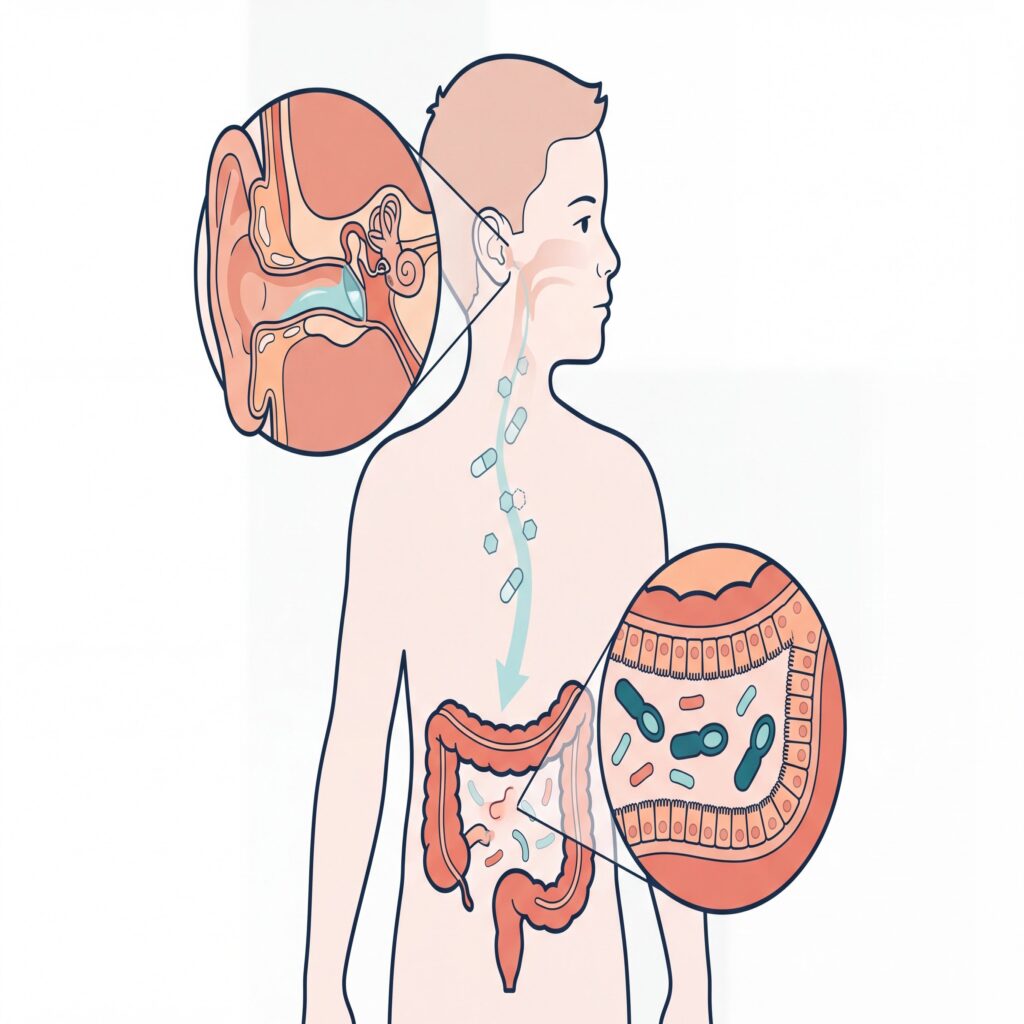Relationship between recurrent ear infections, antibiotics, the childhood gut microbiome, and Clostridioides difficile