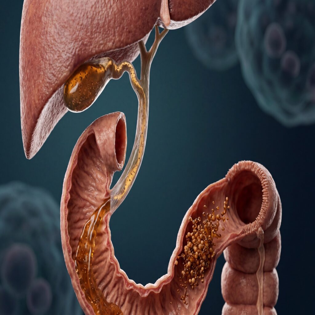 Continuous bile flow and episodic colonic accumulation behind diarrhea episodes after cholecystectomy
