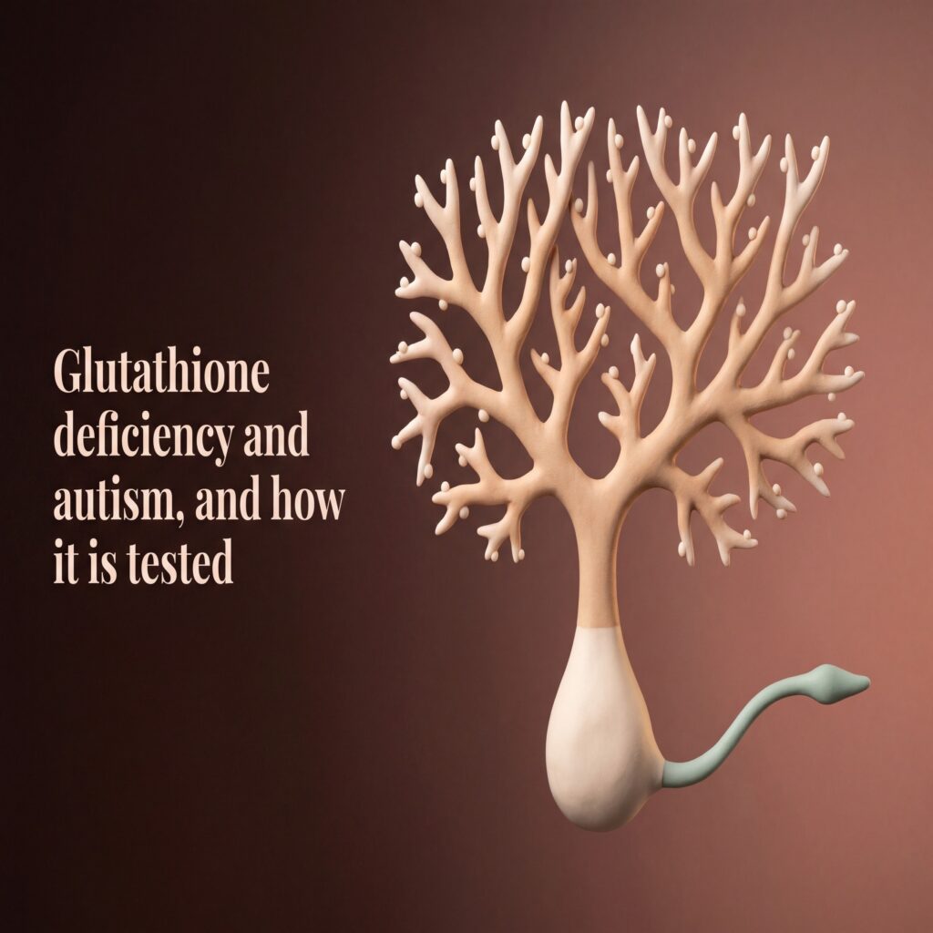 Soft clay model of a Purkinje cell from the cerebellum, illustrating glutathione deficiency and autism research