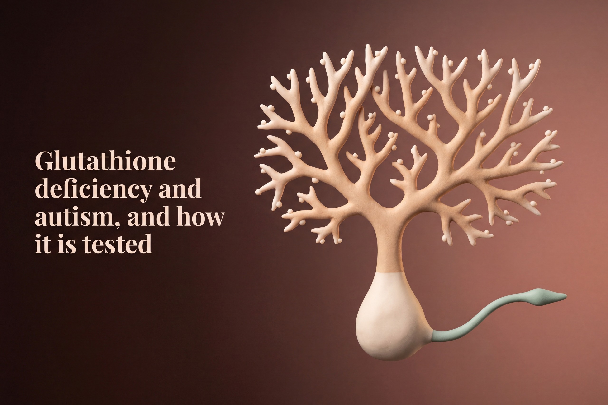 Soft clay model of a Purkinje cell from the cerebellum, illustrating glutathione deficiency and autism research