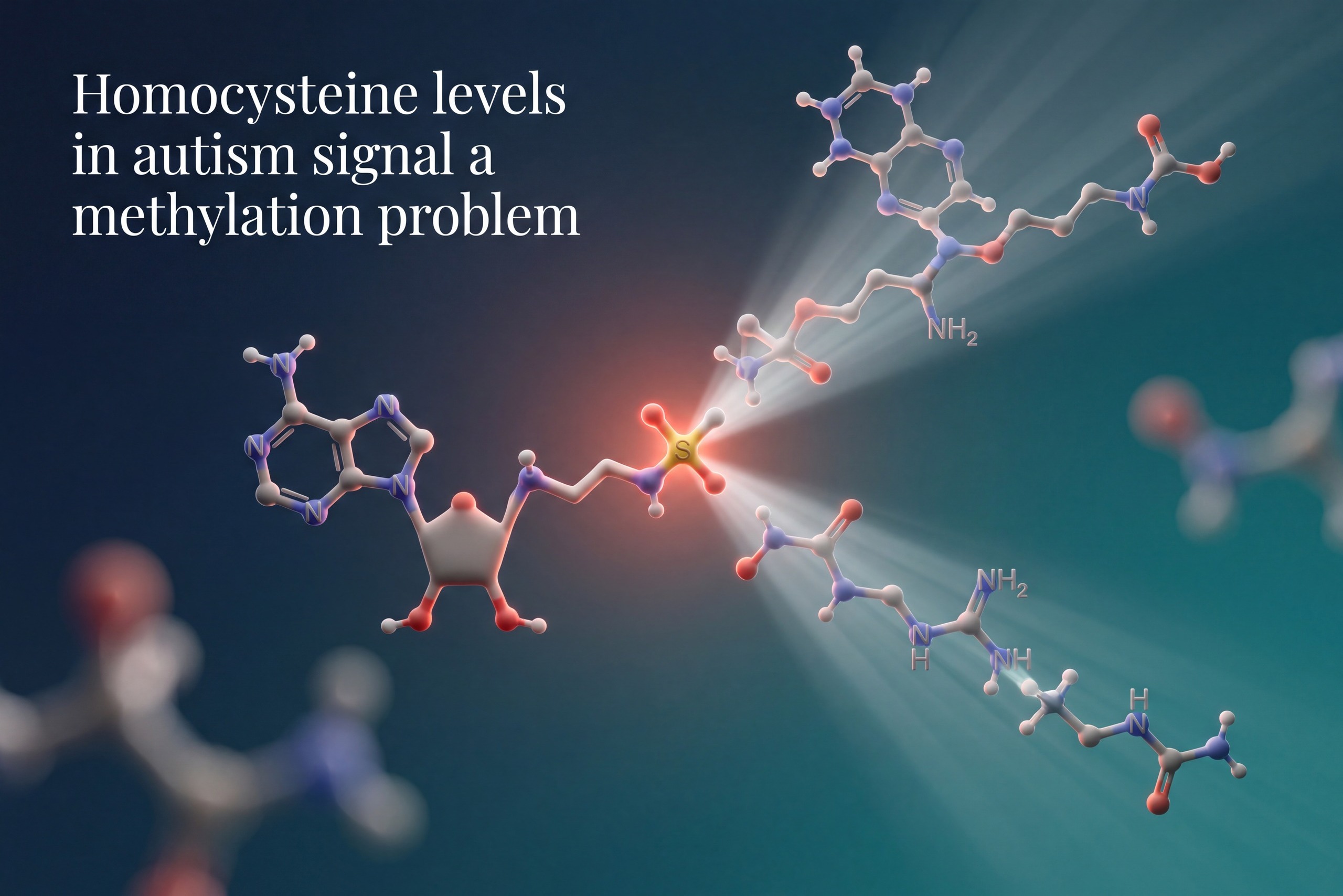 Homocysteine levels in autism shown as a single SAM molecule branching toward methylation and creatine synthesis