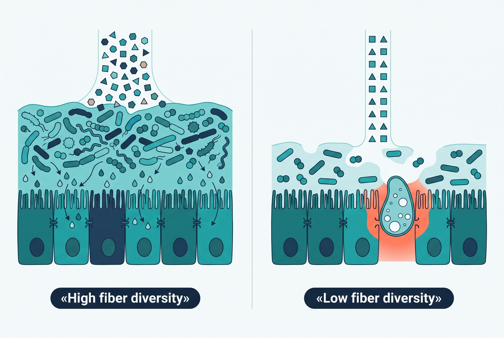 Comparison of rich and poor microbiome depending on dietary fiber diversity