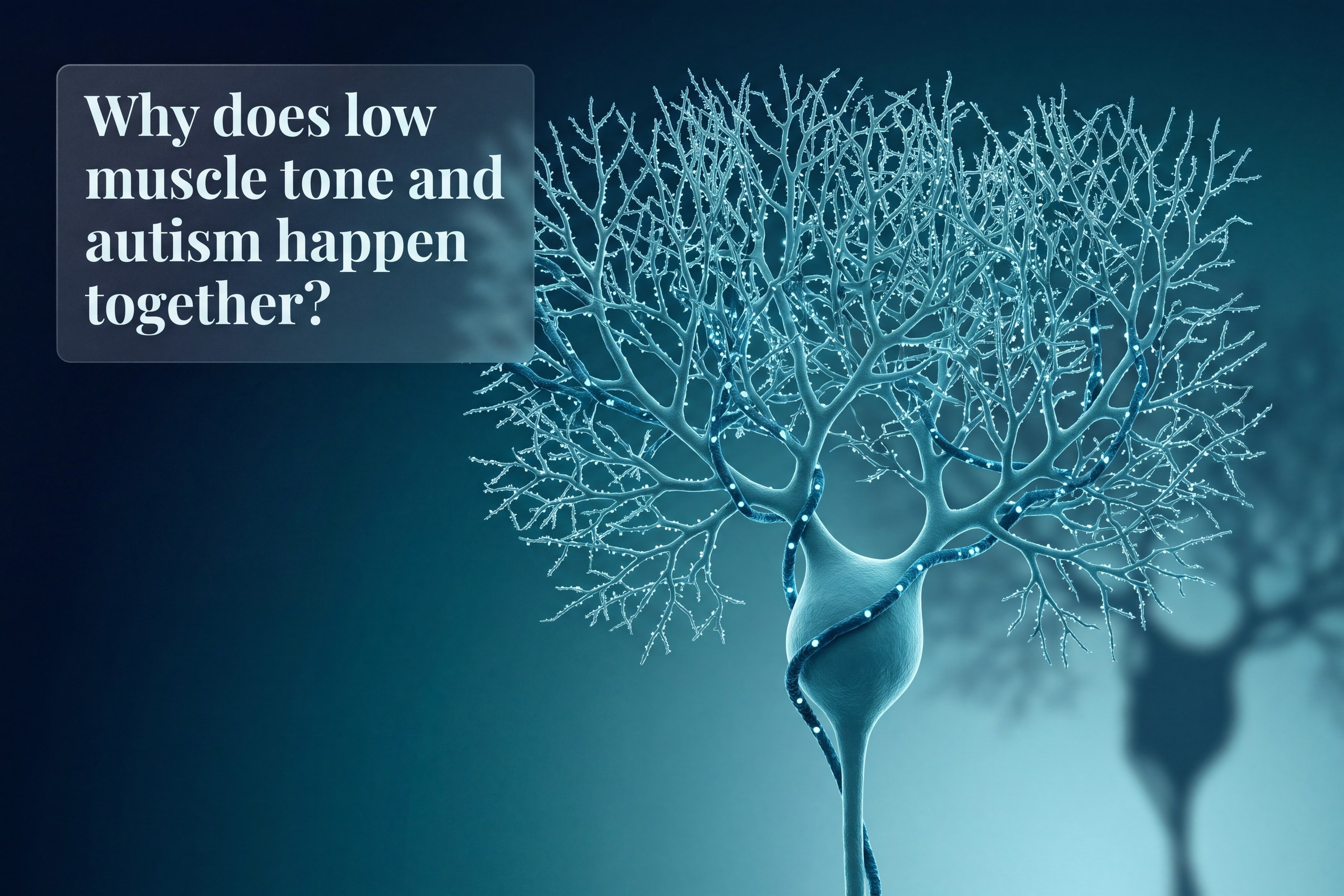 A Purkinje neuron in the cerebellum, the brain region behind why low muscle tone and autism happen together