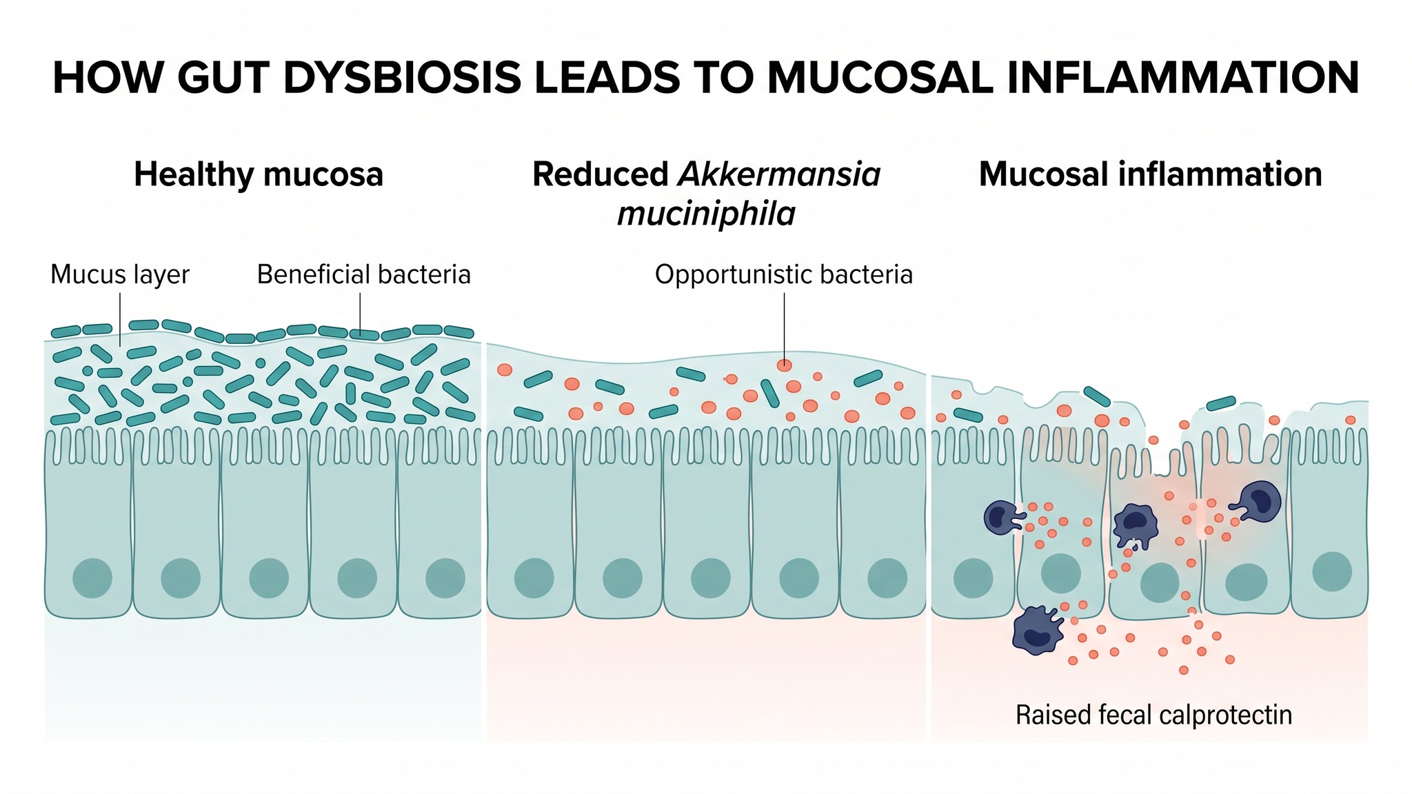 Diagram showing how the stool test findings connect to gut inflammation