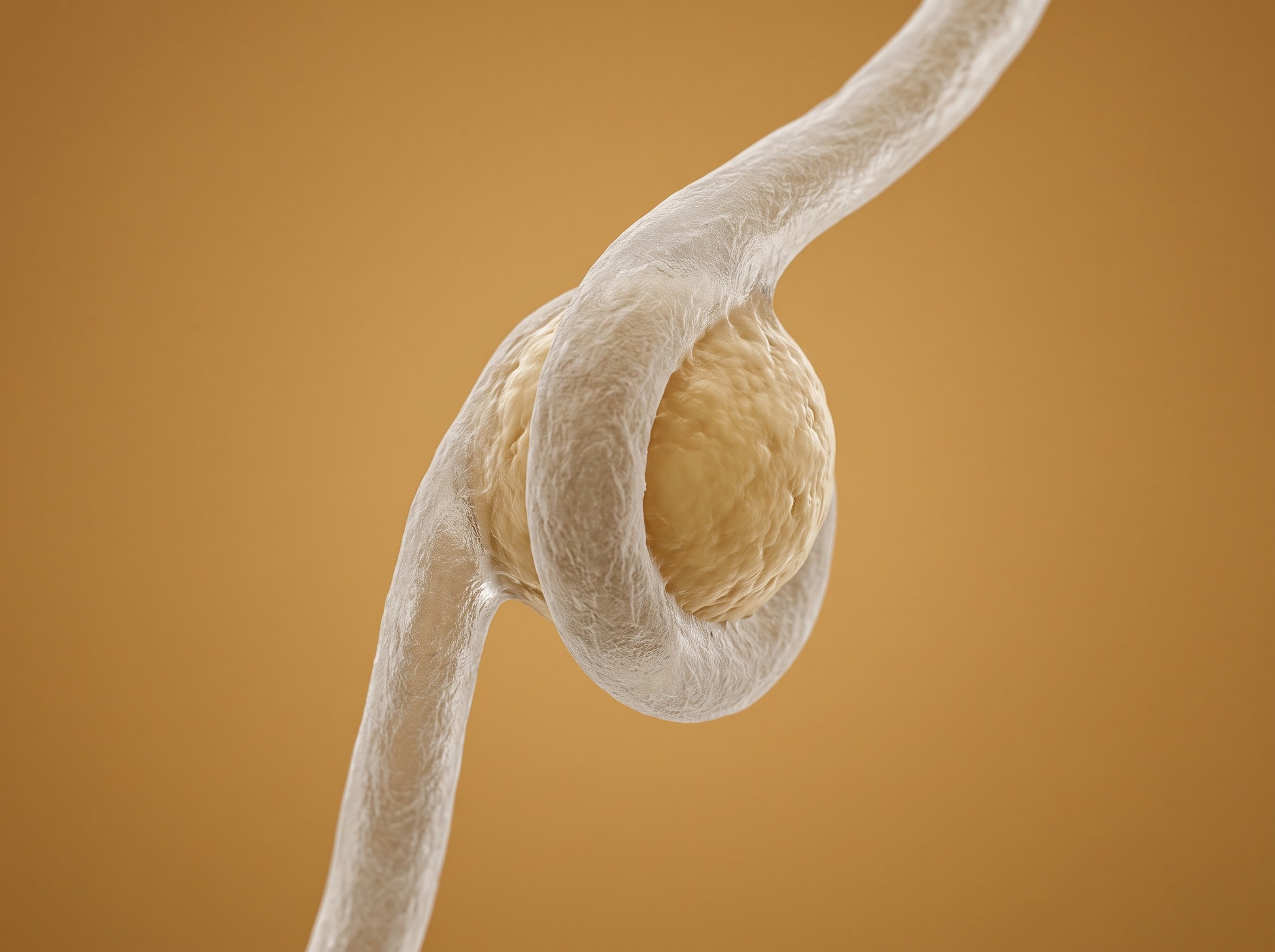 Extreme macro of viscous soluble fiber gel binding a fat droplet